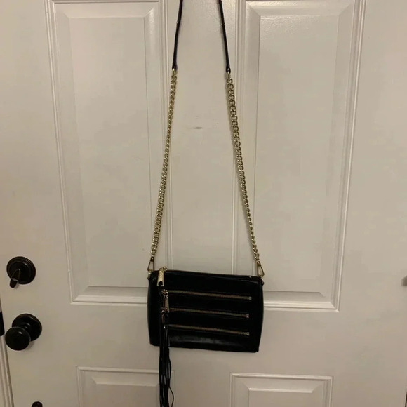 Rebecca Minkoff Black Leather Crossbody Bag with Zipper Detail - Picture 4 of 10